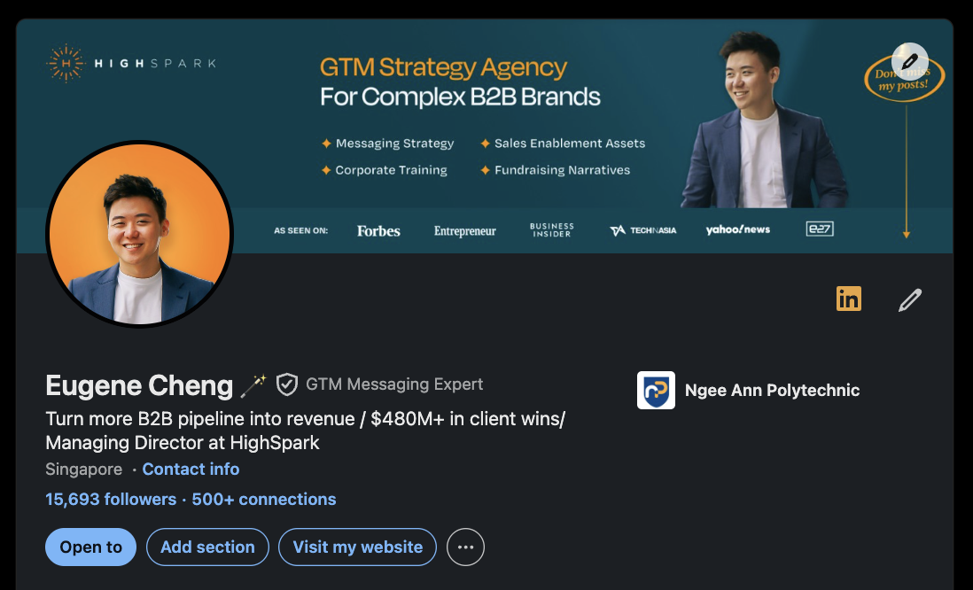 Eugene Cheng's LinkedIn profile